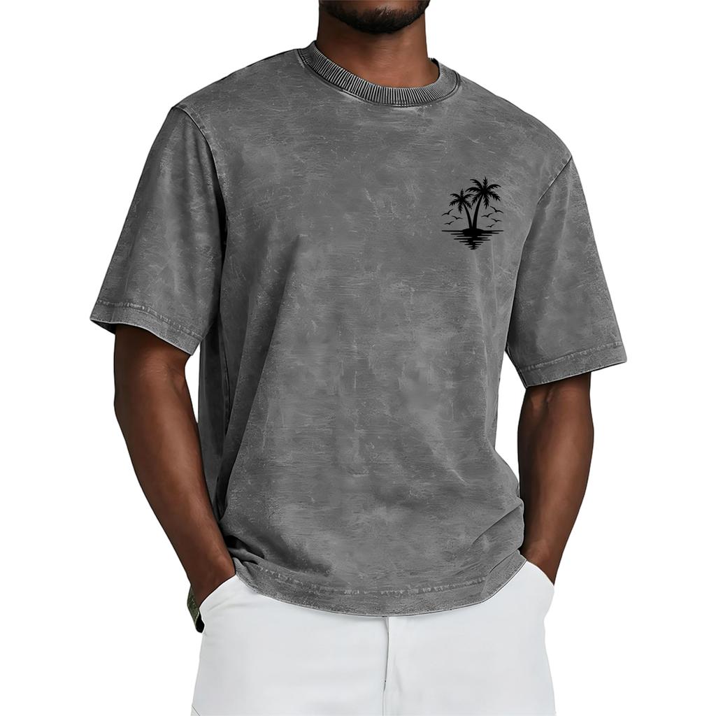 Short Sleeve Crew Neck T Shirt with Tree Print Loose Fit Casual Top for Everyday Wear Unisex Design Comfortable Material