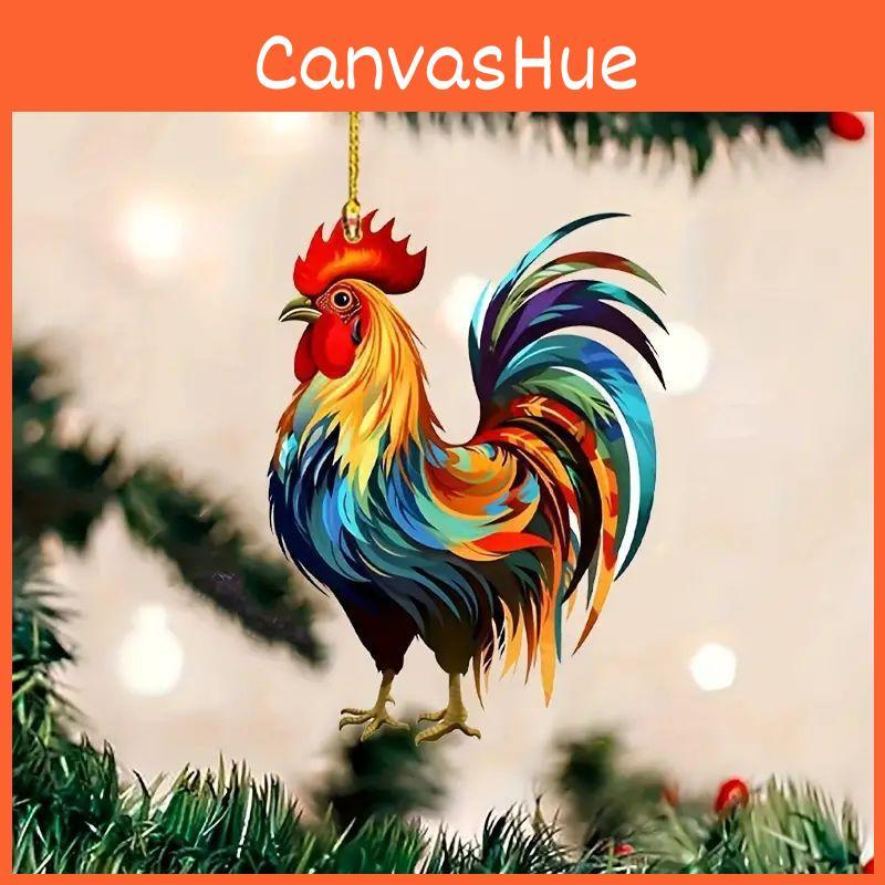 Unique Christmas Acrylic Rooster Hanging Decoration For Vibrant Car Interior Style