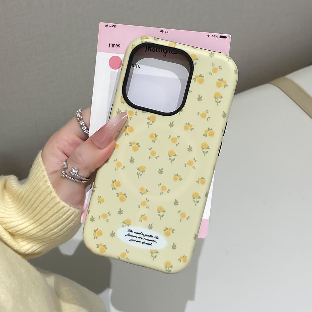 Floral Magnetic Bracket Phone Case for Apple 16/17 Promax & iPhone 14/15