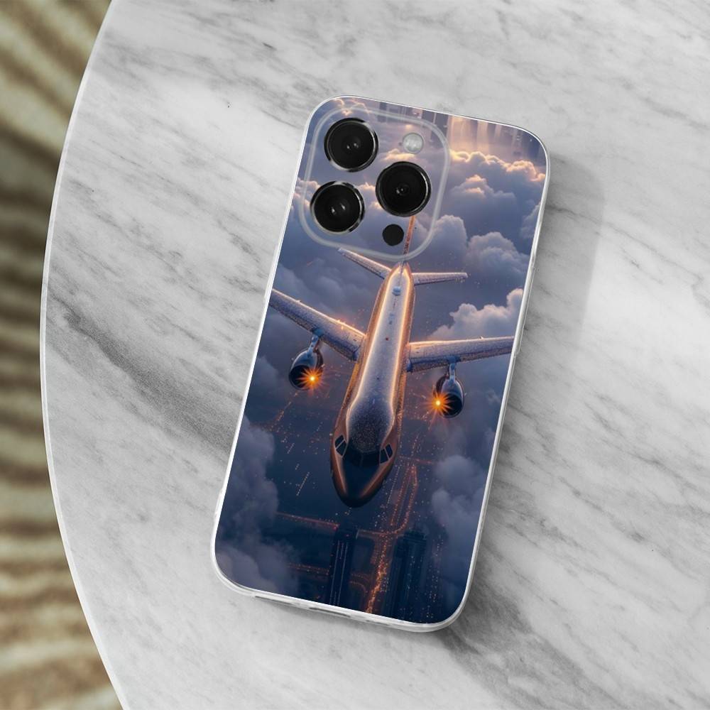 Airplane Art Plane Case For iPhone 17,11,12,13,16,14,15,Pro,Max,Plus,X,XS,XR,SE,Mini Transparent Soft Silicone