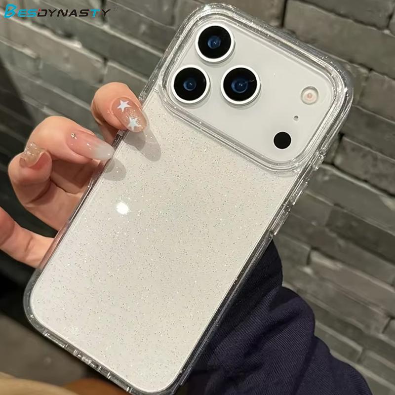 

Fashion Bling Glitter Transparent Phone Case For iPhone 17 Air 16 15 14 13 12 11 Pro Max Soft Cover iPhone Air