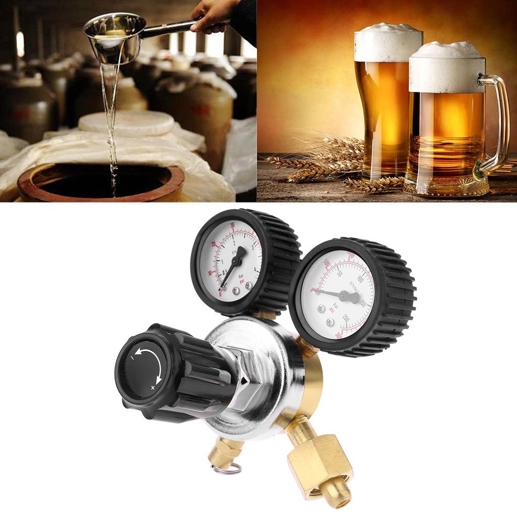 Regolatore CO2 Regolatore Fusto o Gas 0-3000PSI (Doppio Manometro) Riduttore di Anidride Carbonica