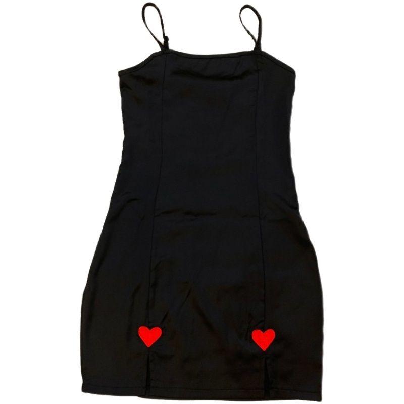 

Lazy Oaf Черная Модная Сексуальная Юбка на Подтяжках с Сердечками, Стройнящая Black 10