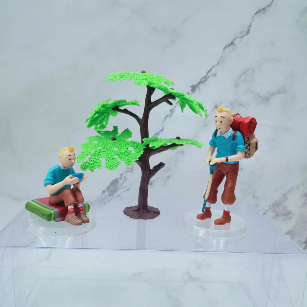 6pcs Cartoon Anime The Adventures of Tintin Action Figures Cute Comic Tintin Milou Dupont PVC Toys Gifts For Kids