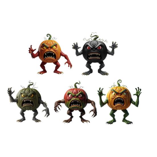 Pumpkin Evil Figurine Spooky Resin Halloween Tabletop Decoration for Home Office Desk Decor Halloween Party Supplies