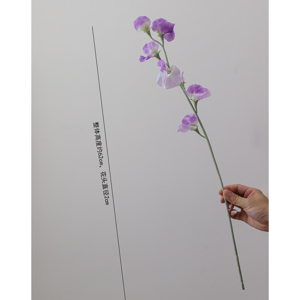 Artificial Sweet Pea Flower Branch Lifelike Fake Flowers Flocked Stem Fabric for DIY Home Bouquet Supplies Wedding Decoration