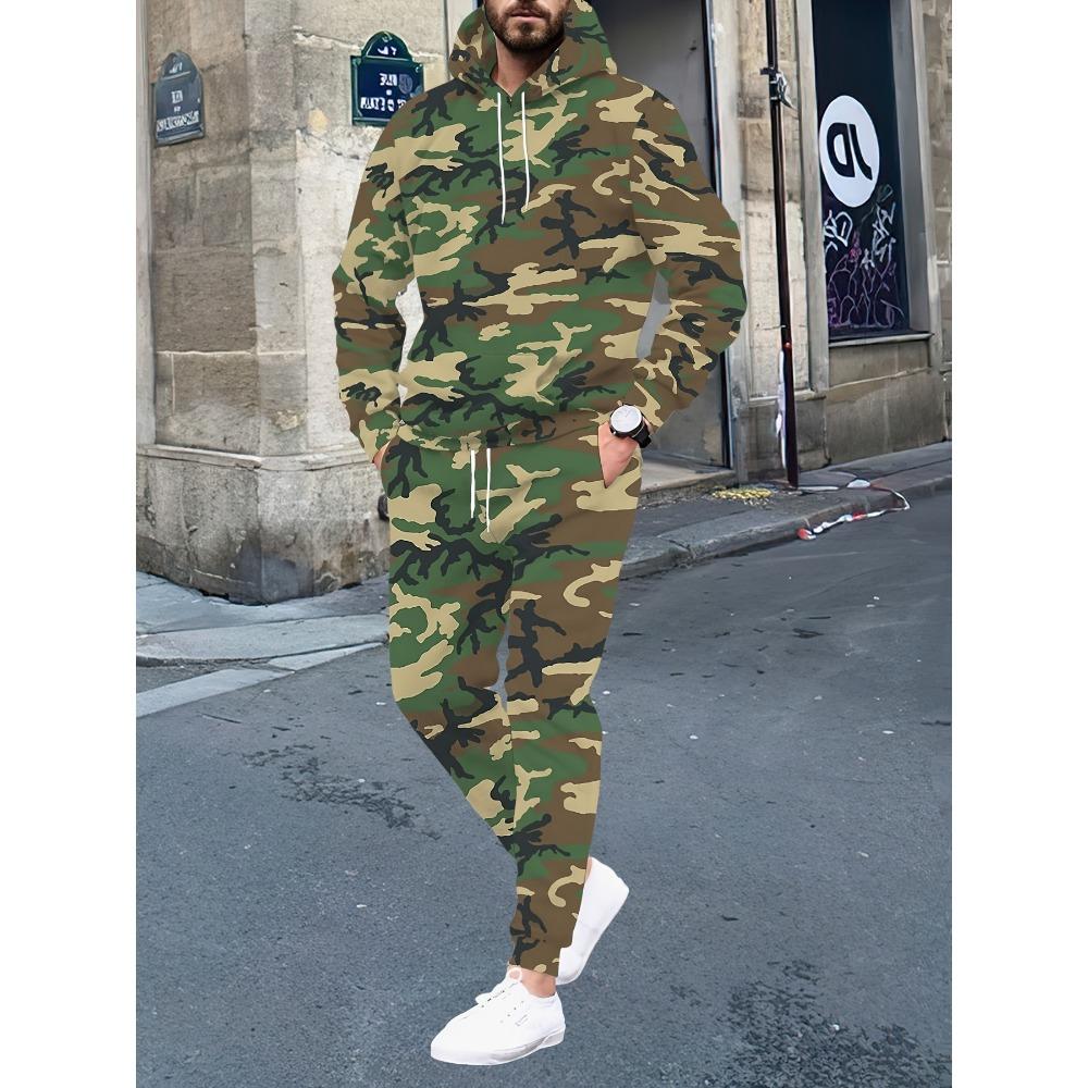 Ensemble Hoodie et Pantalon de Jogging Simple à Rayures Imprimé 3D pour Homme Sweatshirts Pantalons de Jogging Ensemble Décontracté Deux Pièces