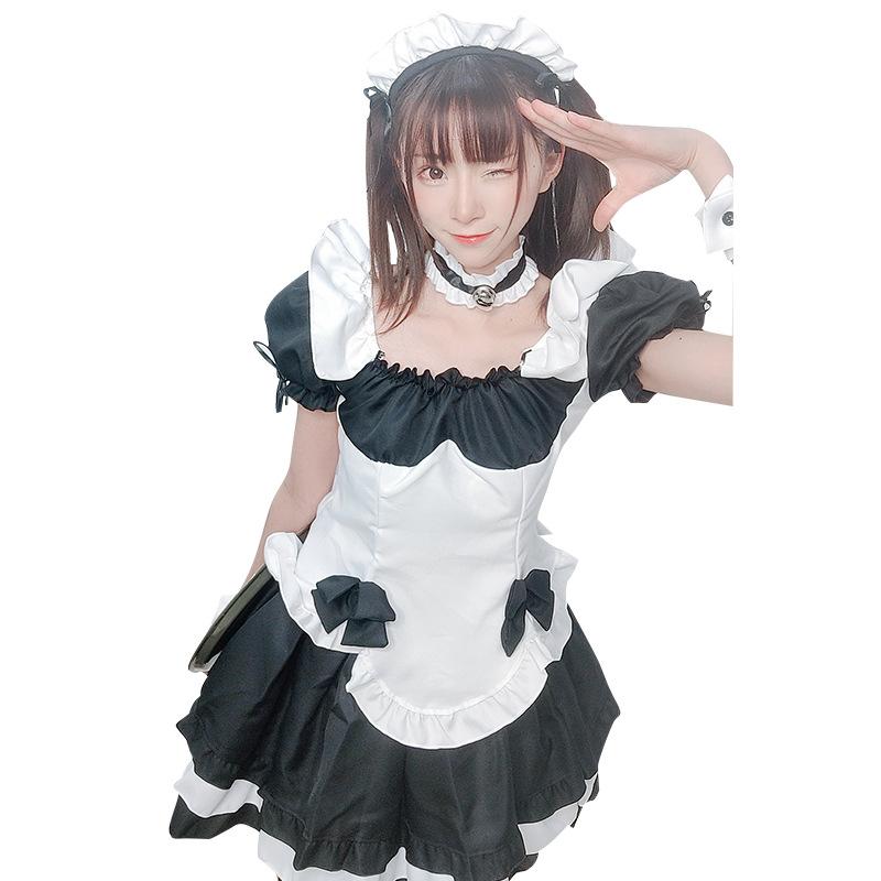Cosplay around the world, black and white chocolate maid dress princess dress game costume