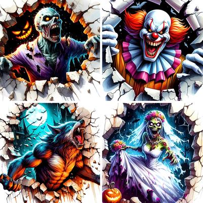 Halloween  3D Effect Wall Stickers Collection Of Various Horror Elements Floor Stickers Home Decoration