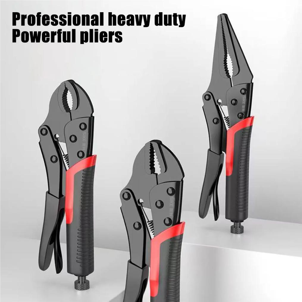 1-pack Heavy-duty Manual Locking Pliers, 10-inch Electrophoresis Straight and Round Jaw Locking Pliers