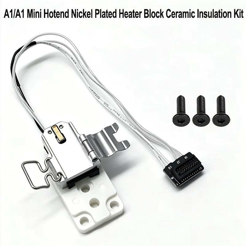 A1/A1 Mini 3D Yazıcı için Seramik Yalıtımlı Hotend Montajı Alüminyum/Nikel Kaplı Isıtma Bloğu – Stabil Isıtma, Dayanıklı, Kolay Kurulum