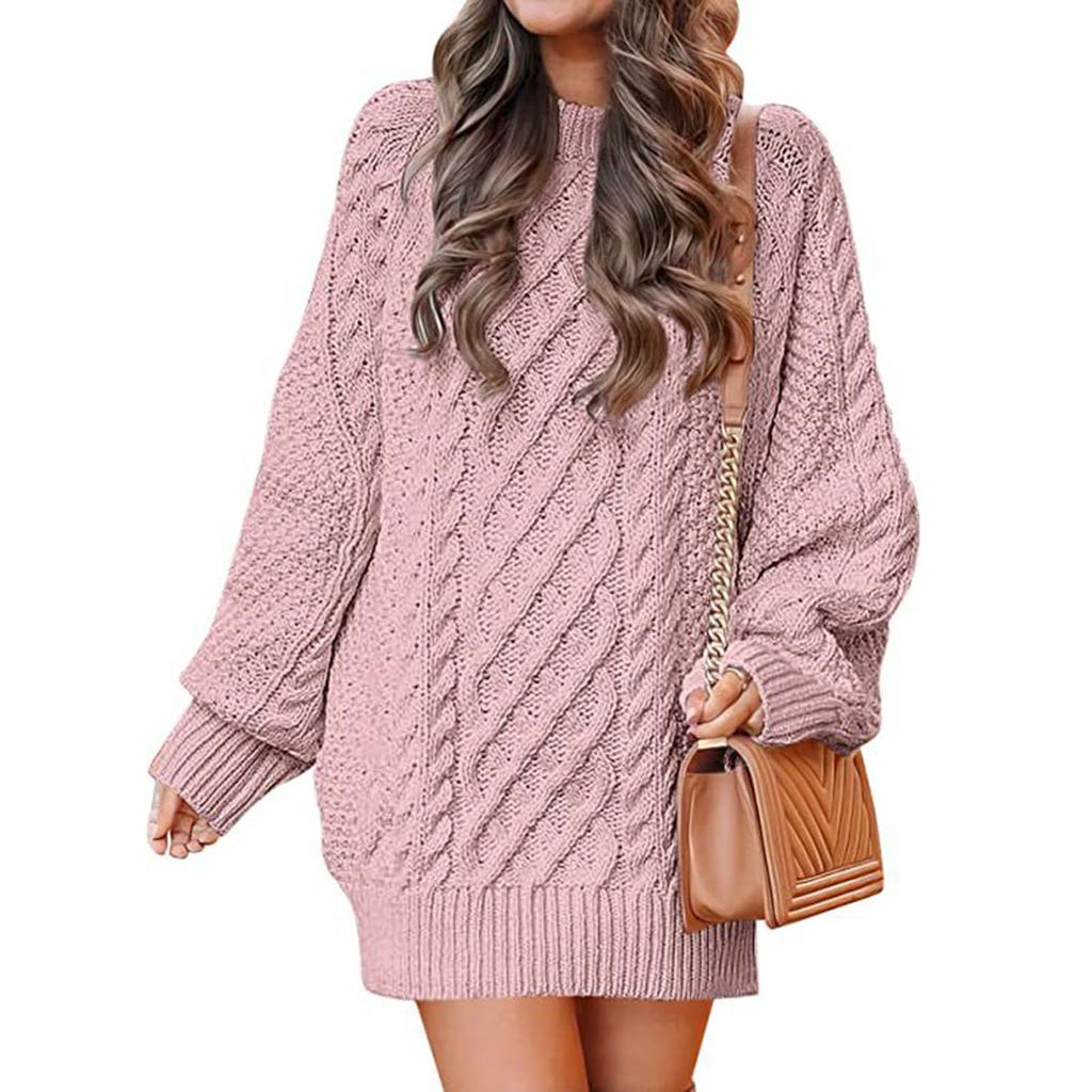 Women's Fashion  And Winter Round Neck Long-Sleeved Warm Sweater Top