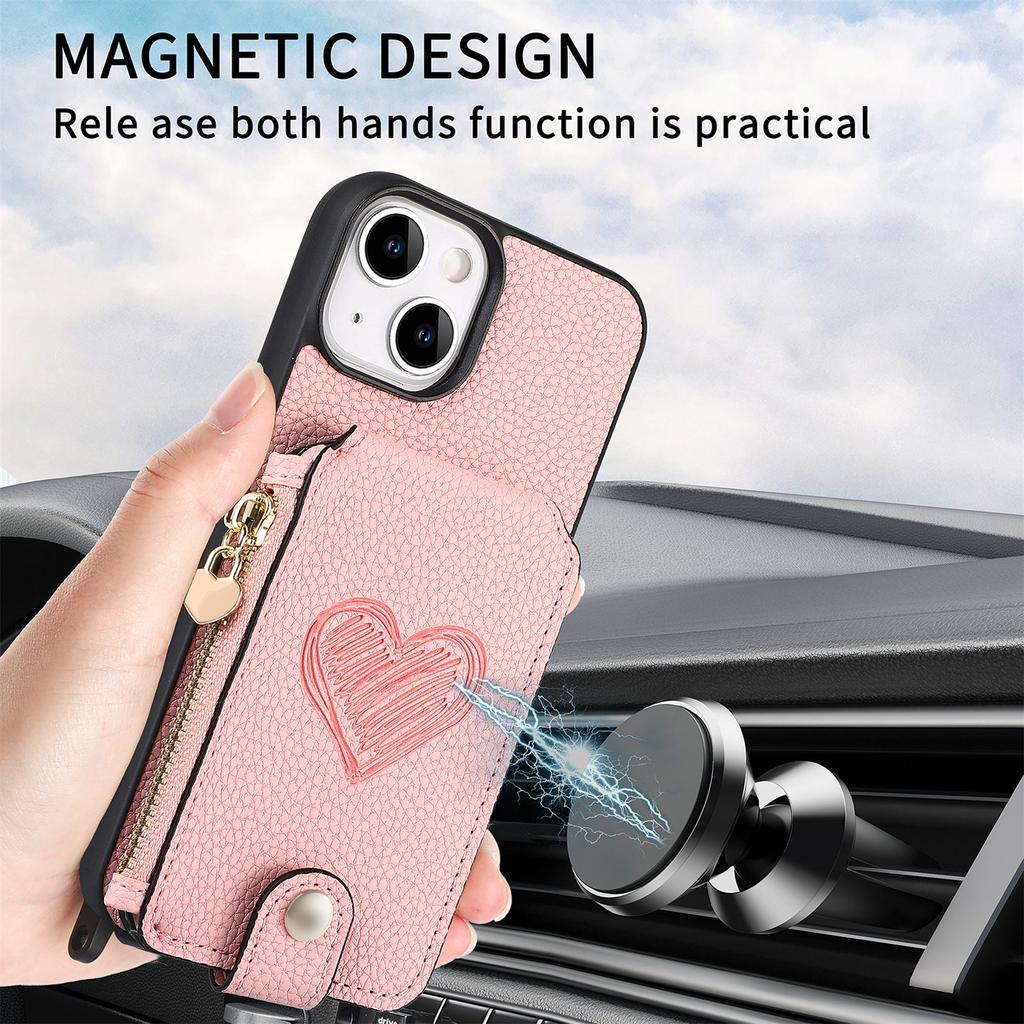 Zipper Wallet Shoulder Chain Case for Iphone 14 Plus 13 12 11 Pro Max Vertical Cards Solt Leather Lanyard Crossbody Bag Cover