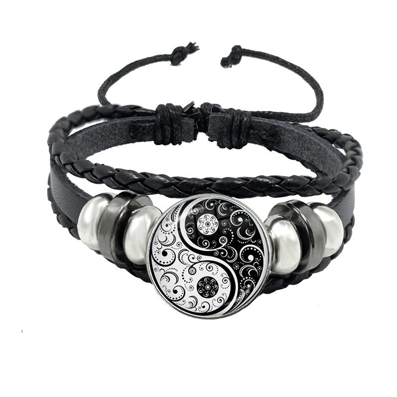 One piece Yin Yang Tai Chi rope bracelet black and white braided leather bracelet bracelet women's gift