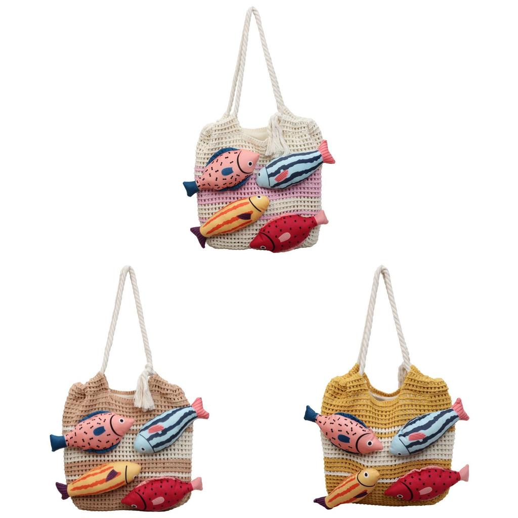 Damen Tasche mit großem Fassungsvermögen, Cartoon Fisch Design, aus Polyester Material für den täglichen Gebrauch