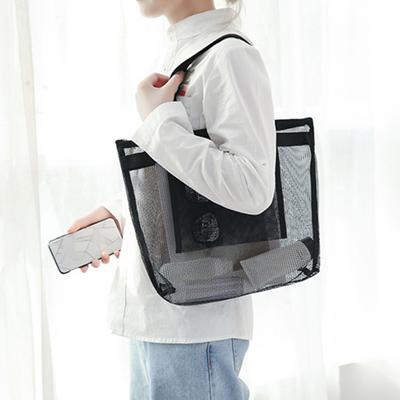 Kulturbeutel Großes Fassungsvermögen Transparent Atmungsaktiv Reißverschlussdesign Robust mit Tasche Nass- und Trockentrennung Strandnetzbeutel Reisebedarf