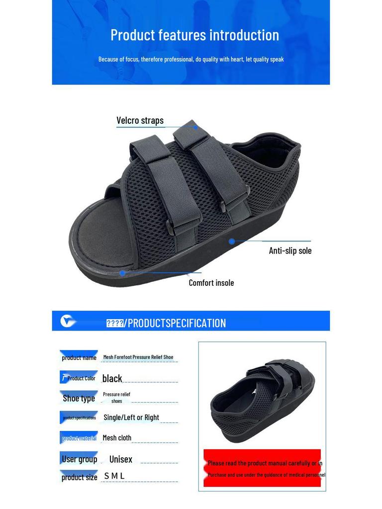 Forefoot Pressure Relief Shoes for Postoperative Foot Injury and Hallux Fracture Recovery