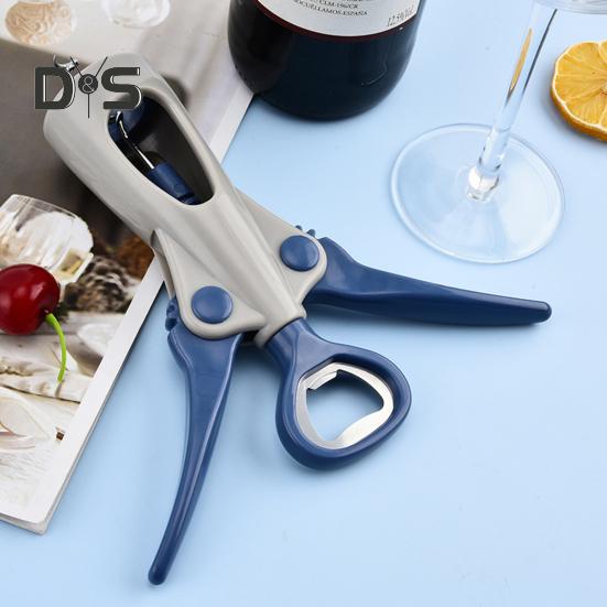 Otvírák na víno s ergonomickou rukojetí, křídlovou vývrtkou a protiskluzovou rukojetí, otvírák na lahve s dvojitou funkcí pro korkové pivní uzávěry, přenosný barový nástroj pro domácí párty