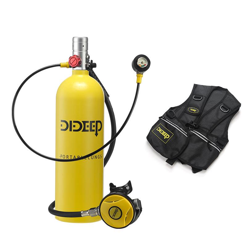 DIDEEP X5000Pro 2L Diving Snorkeling Kit with Scuba Oxygen Tank and Pressure Gauge