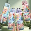 1PC Boho Mixed Wild Flower Pattern Print 750ml Color Plastic Sports Water Bottle Leakproof Flip Straw Lid Suitable for Sports Office Home Use