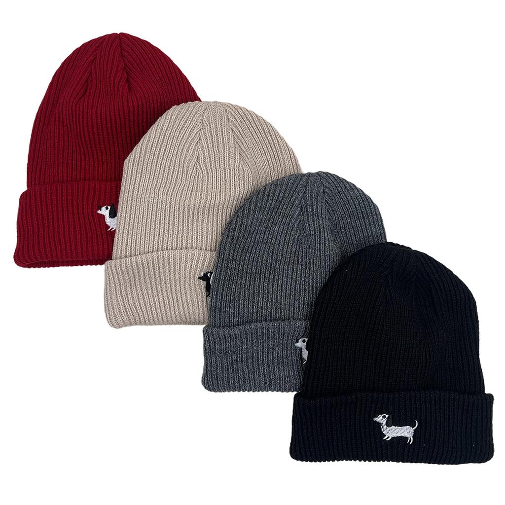 Puppy embroidered wool hat street fashion solid color knitted hat cold hat warm hat pullover hat