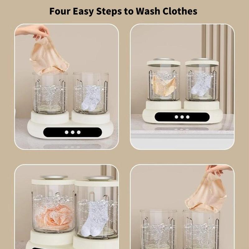 Double Bucket Laundry Machine Simultaneous Separate Washing Device Perfect for Delicates and Undergarments