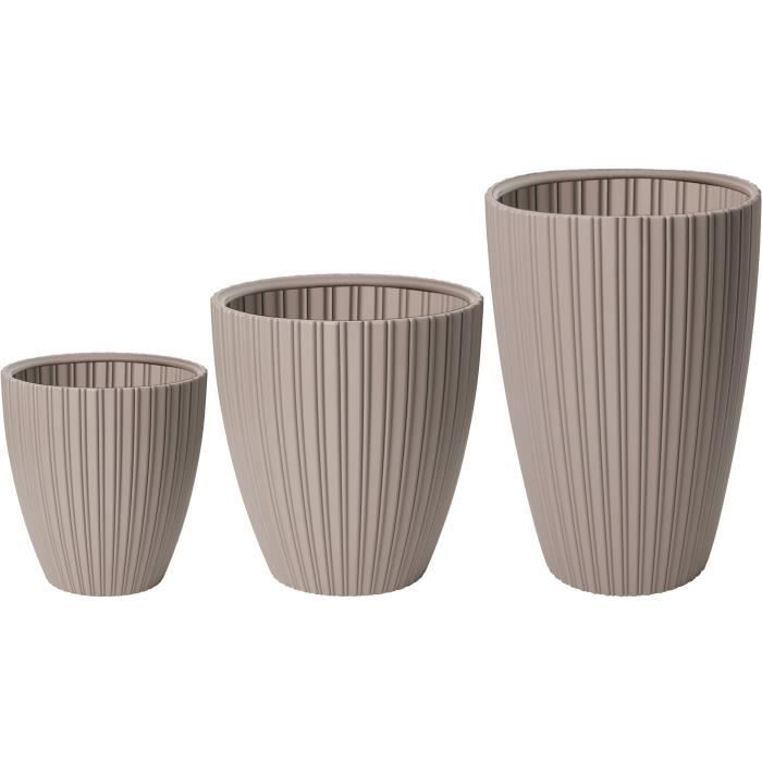 Flower Pot - GARDEN ID - Fancy - 40 X 42 Cm - For Garden, Balconies or Interiors - Taupe
