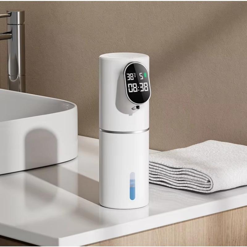 Automatic Foam Soap Dispensers with LED Display Soap Dispenser 5 Level Adjustable 2 in 1 Desktop & Wall Hanging for Bathroom