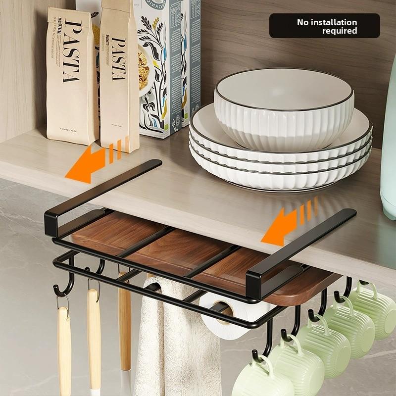 Organizador colgante para cocina, estante de almacenamiento bajo armario, cesta organizadora de metal