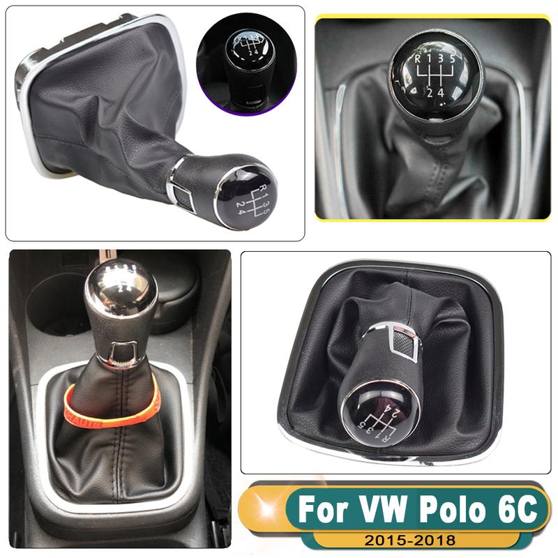 Für VW Volkswagen Polo 6C 2015 2016 2017 2018 5-Gang-Schaltung Schalthebel Schaltknauf mit Lederbalg Autostyling