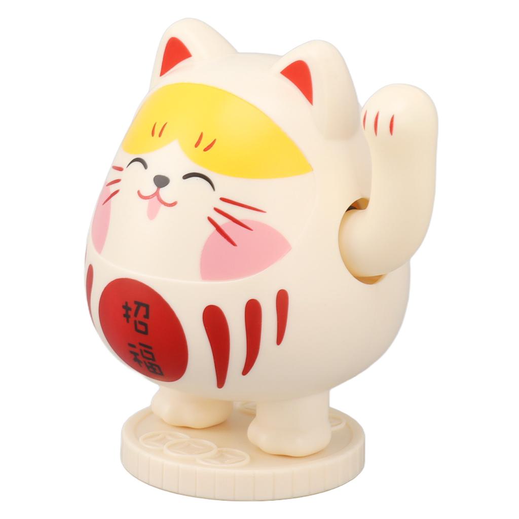 Waving Lucky Cat Solar Powered Decorative Ornament Fortune Cat Figure for Car Home Restaurant Cafe Yello  Pink