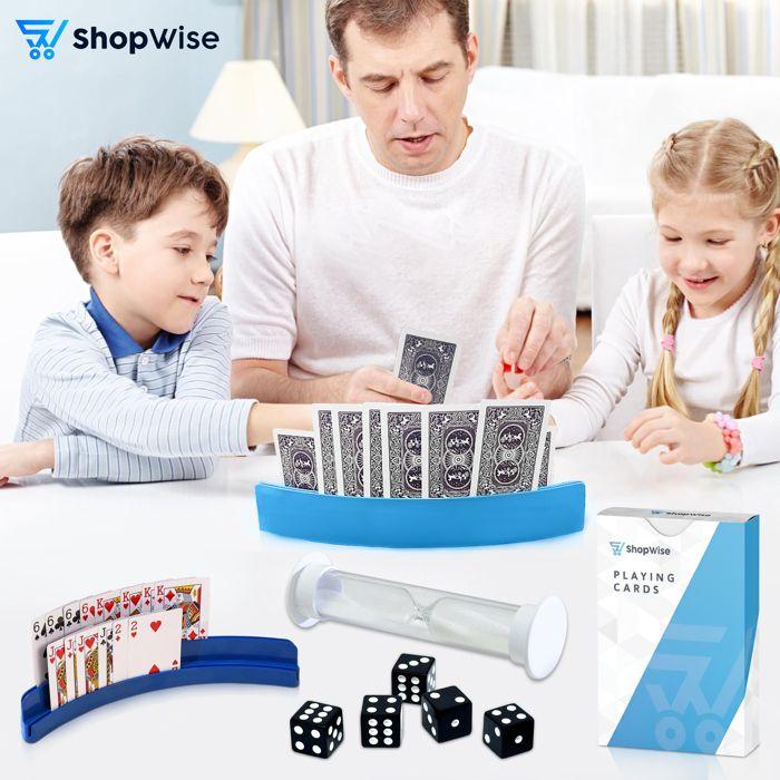 Porte-cartes de jeu avec accessoires - SHOPWISE - ShopWise - Support stable - 5 dés inclus - Portable et durable