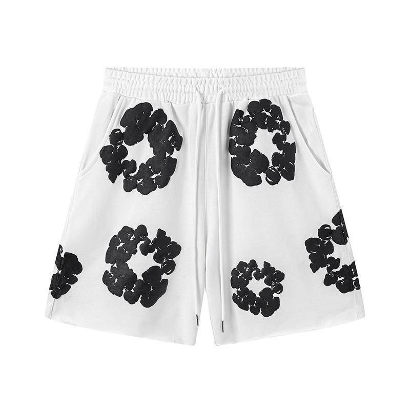 New Trendy Short-sleeved Short-pants Set with Foam Printing - Suitable for Both Men and Women, for Casual Wear.
