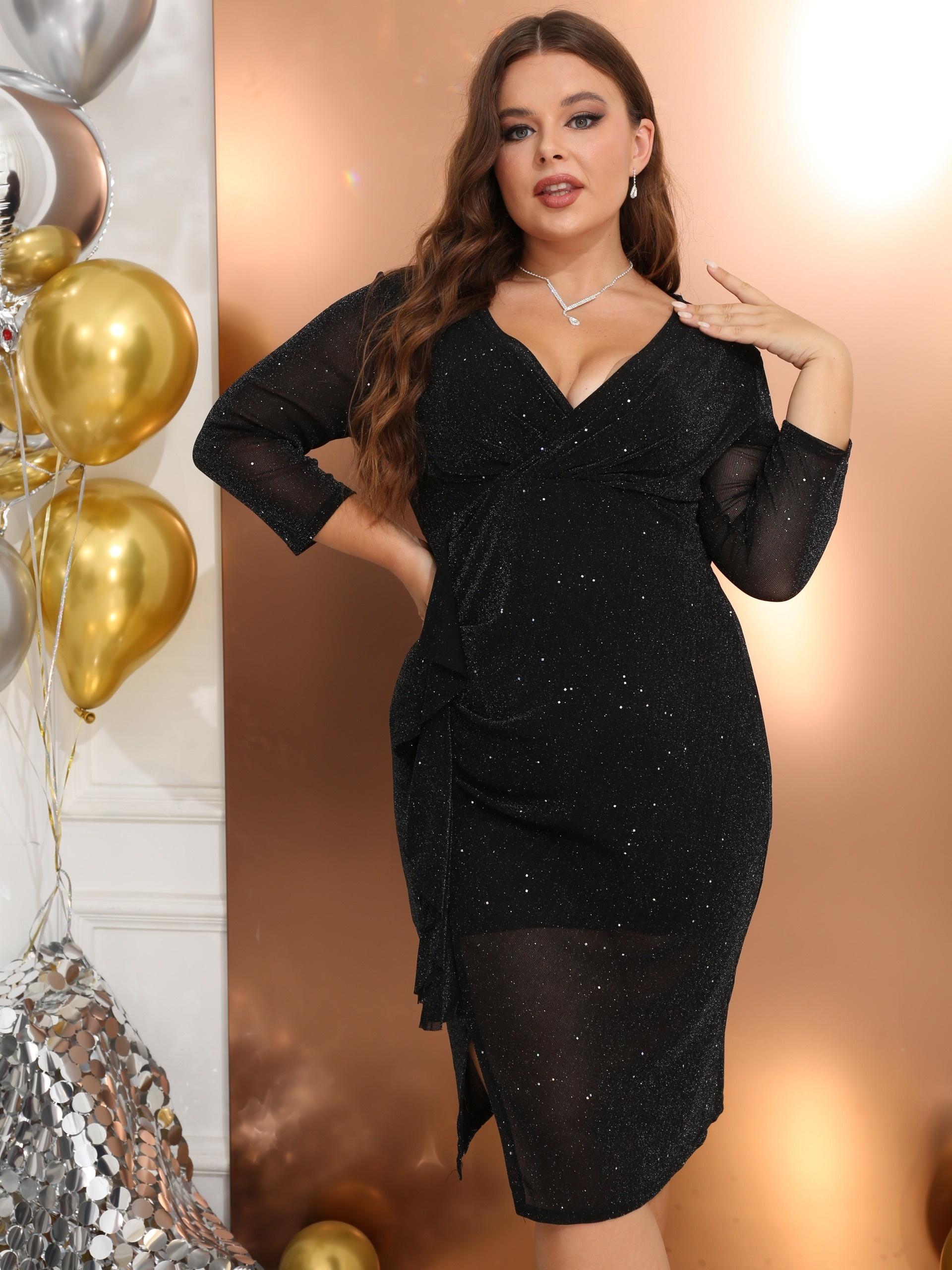 

Женские облегающие платья с v-образным вырезом и оборками, вечерние платья