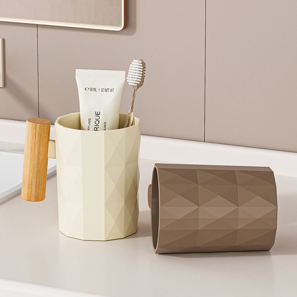 

Reusable Toothbrush Holder Nordic Style Toothpaste Storage Cup Simple Bathroom Mouthwash Cup Teens коричневий