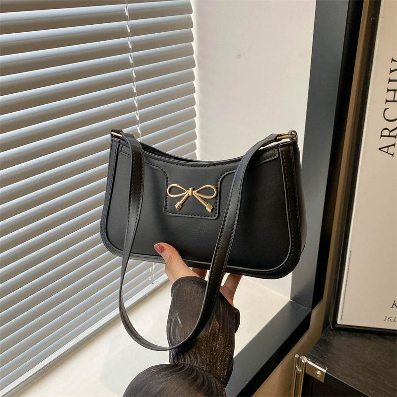 

Women s Solid Color Shoulder Bag with Bow Decor, Fashion Casual Versatile Bag for Daily Commute & Everyday Use чорний
