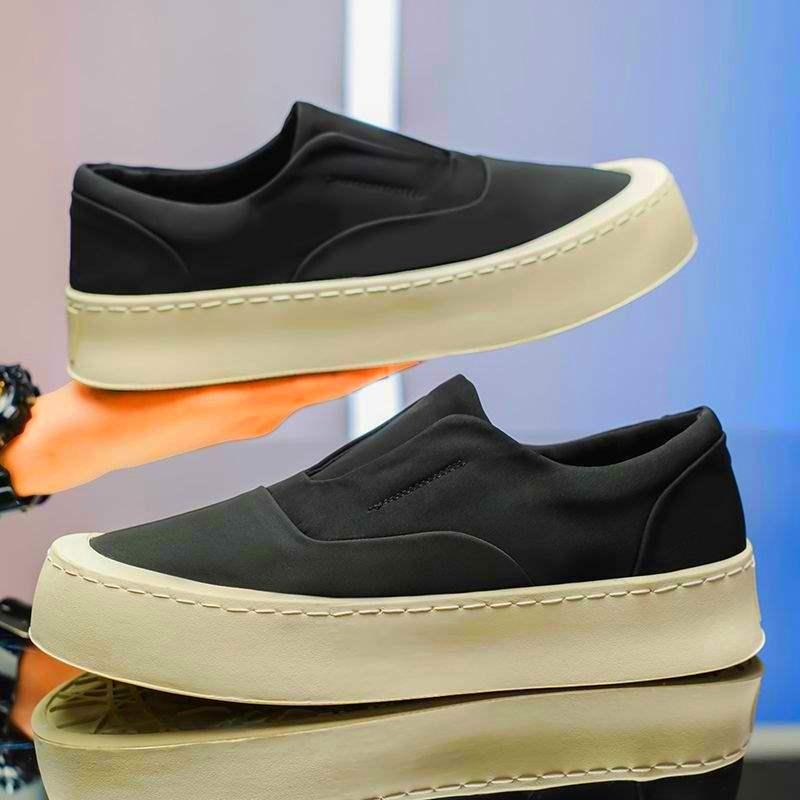 Men's 2025 Trendy Thick-Soled Canvas Slip-Ons: Breathable, Non-Slip, Wear-Resistant Casual Shoes for Spring & Autumn