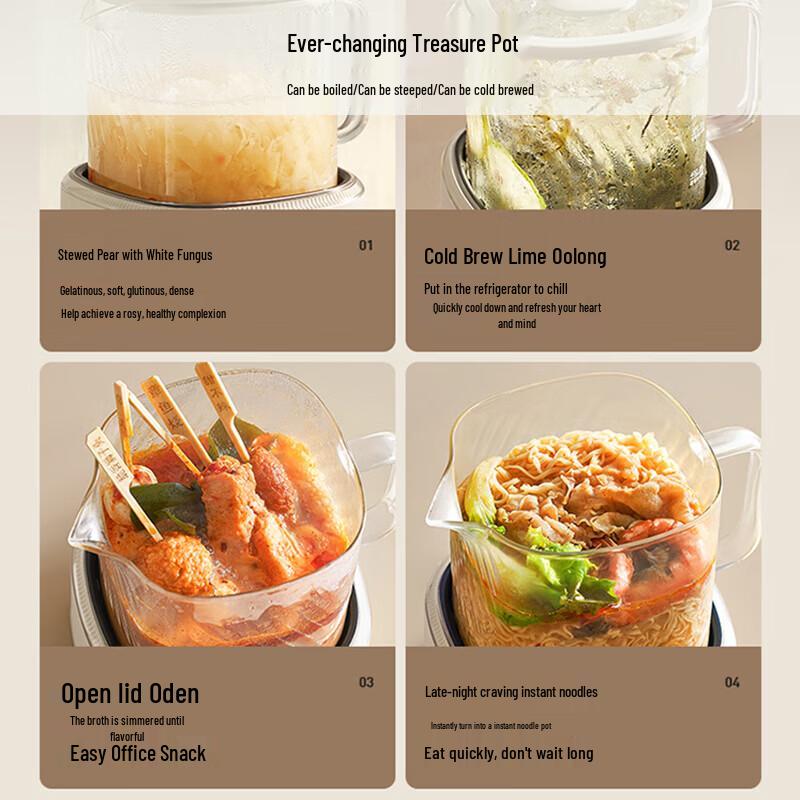 Joyoung Bollitore in Vetro per la Salute con Infusore per Tè