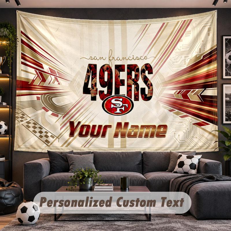 Wall Hanging Tapestry Custom NameSan Francisco 49ers Pattern Personalized Printed Fabric Wall Decor