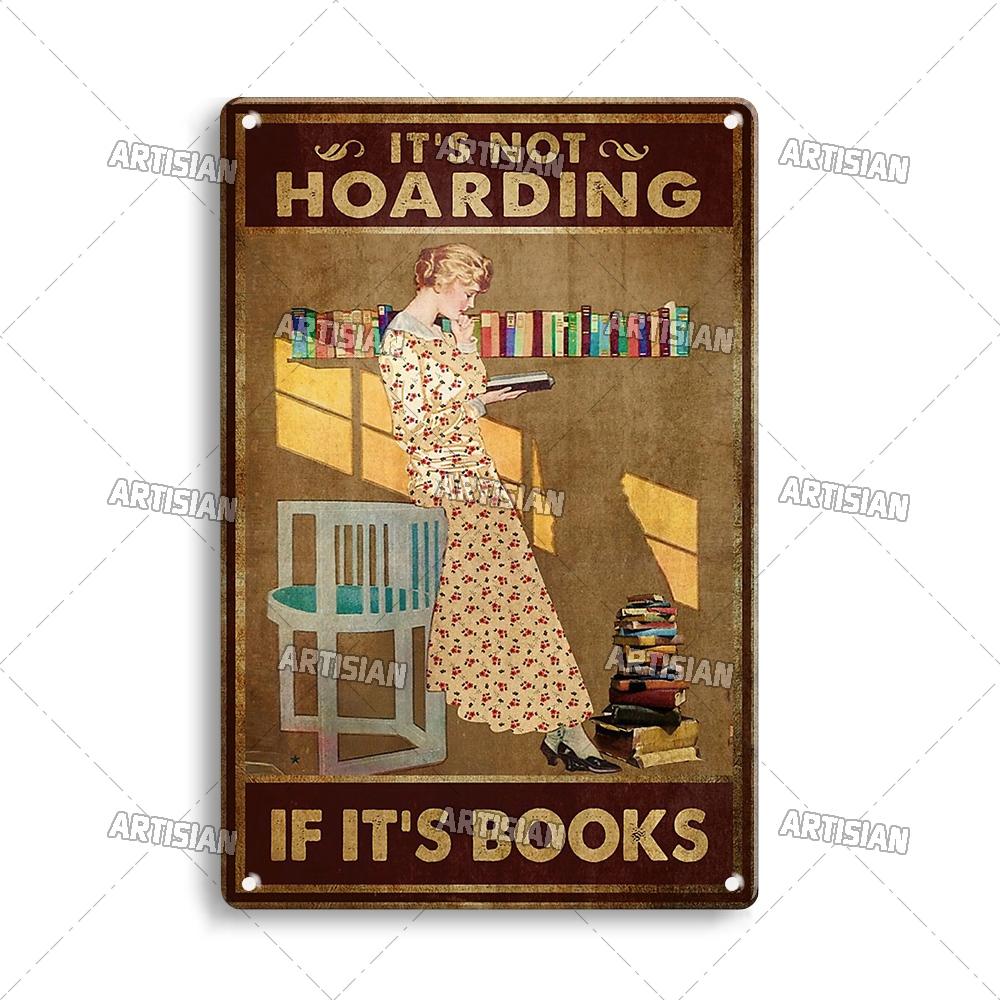 Artisian Girl Loves Books Metal Sign Reading Tin Poster Read Book Decorative Plate Wall Decor Garage Bar Pub Club Hotel Kitchen
