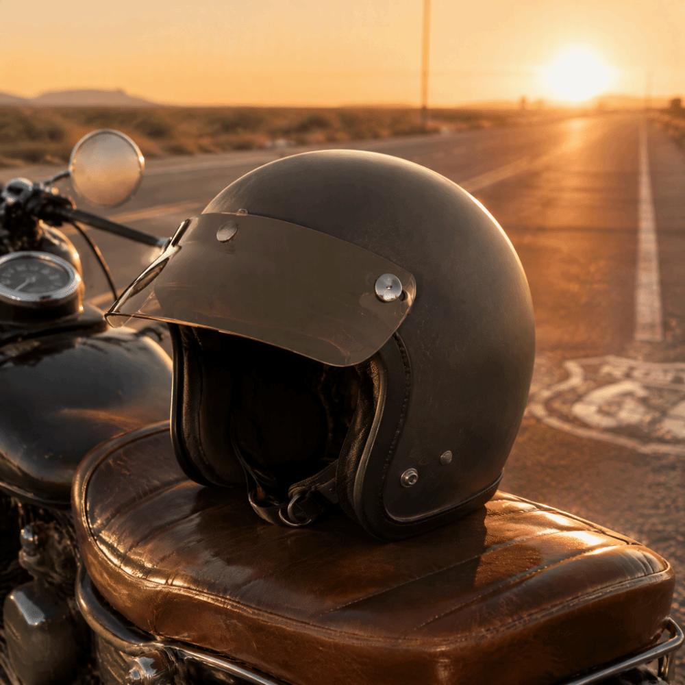 Motorradhelm Visier mit 3 Druckknöpfen, Flip-Up-Stil, Offene Gesichtsmaske, Für 3/4 Helme