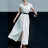 Nuovi abiti da donna primaverili, abiti europei e americani, abiti francesi eleganti a tinta unita slim-fit, abiti lunghi