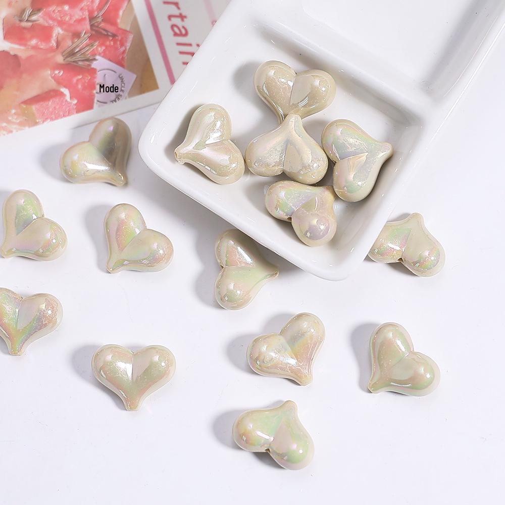 Acrylic Heart-Shaped Transparent Glitter Beads for DIY Phone Chains