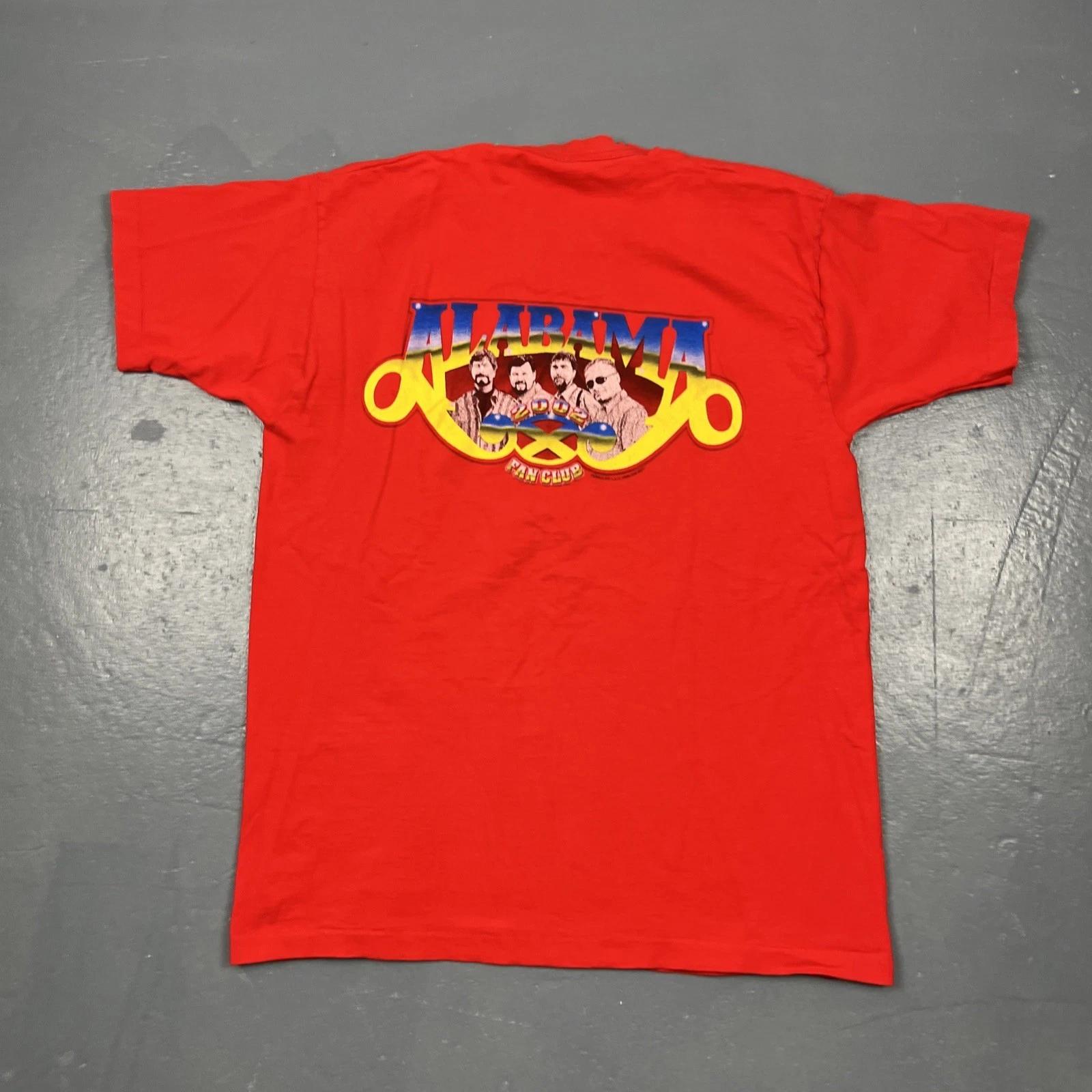 

Vintage Alabama Official Fan Club Member Single Stitch TShirt XL Dbl Sided Red 4XL