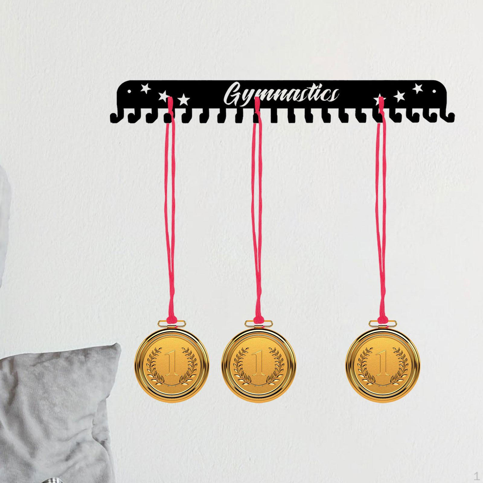 

Медальница Подвесные крючки для спортивного подарка Спортсмены Настенная Черный чугун Стойка для дисплея Прочная GYMMASTICS