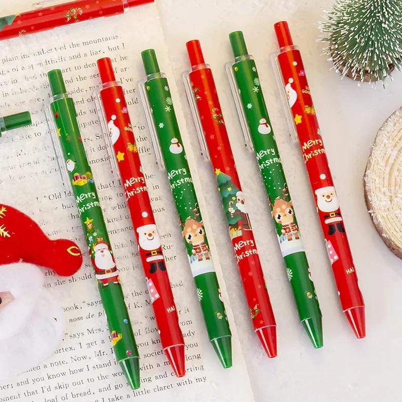

10pcs Creative Christmas Press Gel Pen 0.5mm Black Ink Writing Supplies Cartoon School Student Gift Stationery Signature Pens 10PC mix
