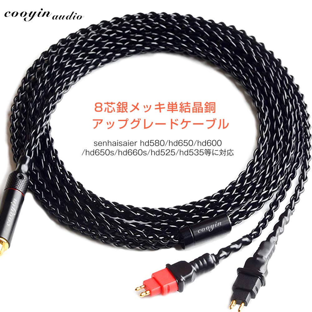 cooyin cy8BHD Recable Headphone Cable for Earphones and Single Crystal Copper Cable for Sennheiser Balanced Headphones, 8-Core Silver-Plated