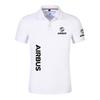 New Solid Color Men AIRBUS AVIATION Flight Lapel  Polo Shirt Bare Stand Collar T-shirt European Loose Short Sleeves Tops