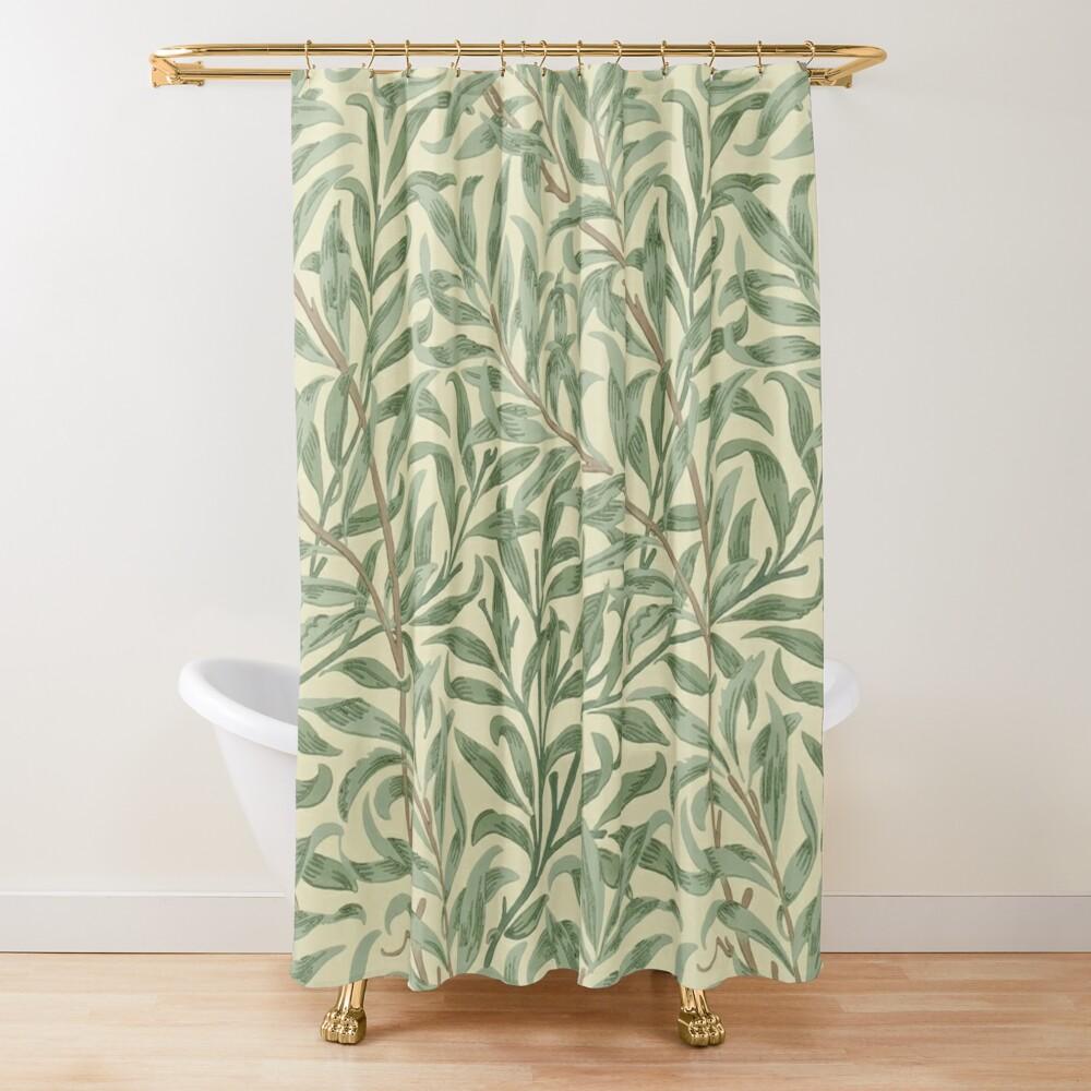 

Шторка для душу William Morris,Зелена Набір для ванної кімнати Важка тканина Декоративна для ванни Прання W150xH180cm