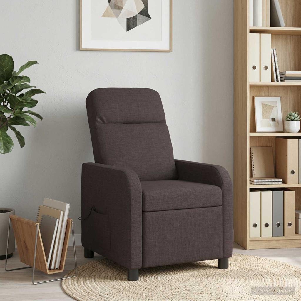 Massage Recliner Dark Brown Fabric